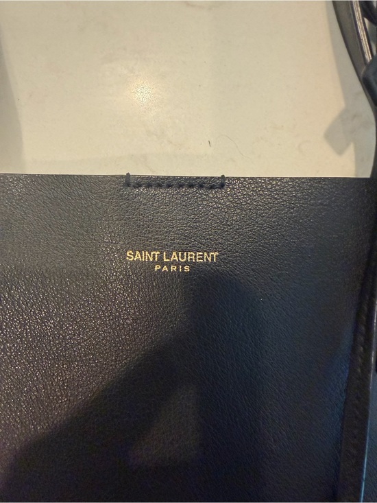 Saint Laurent Other - Saint Laurent Black Leather Messenger Bag with Gold Logo
